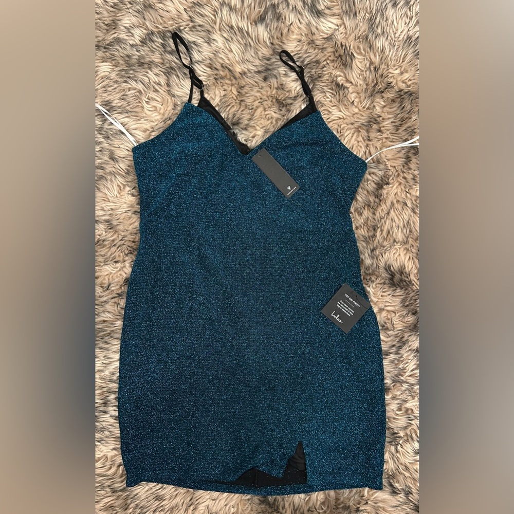 Lulu's Teal Glitter Dress